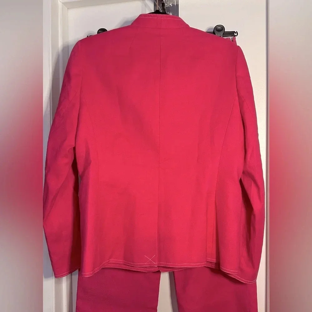 J Crew NWT Blazer (10) & NWOT Pants (8) Fuchsia Pink Stretch Linen
